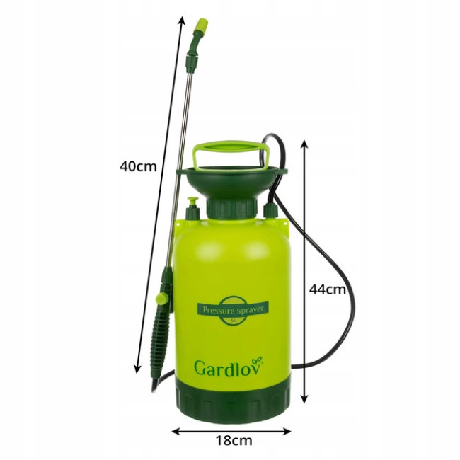 Садовий обприскувач ручний помповий Gardlov 5 л довга штанга + шланг 150 см