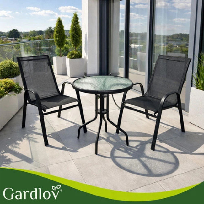 Набір металевих садових крісел Gardlov 2 шт для тераси, балкона й саду, макс. навантаження 150 кг Чорні (27565)