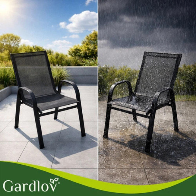 Набір металевих садових крісел Gardlov 2 шт для тераси, балкона й саду, макс. навантаження 150 кг Чорні (27565)
