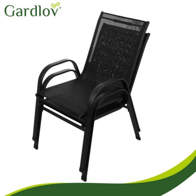 Набір металевих садових крісел Gardlov 2 шт для тераси, балкона й саду, макс. навантаження 150 кг Чорні (27565)