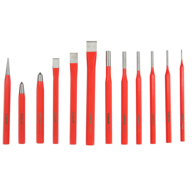 Набір пуансонів, фрез і пробійників, 12 шт., в футлярі Mar-Pol (M22365)