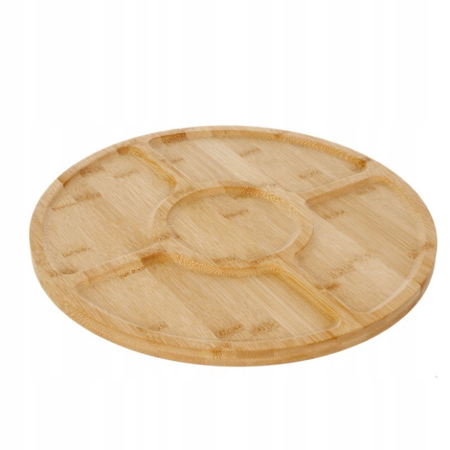 Бамбуковая вращающаяся доска для закусок, сыров и мясной нарезк Ruhhy 33 см 5 секций для сервировки (24290)