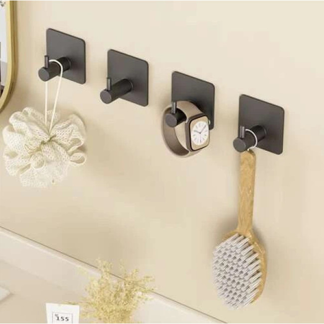 Вешалка самоклеящаяся крючок из нержавеющей стали 4шт Ruhhy 25037