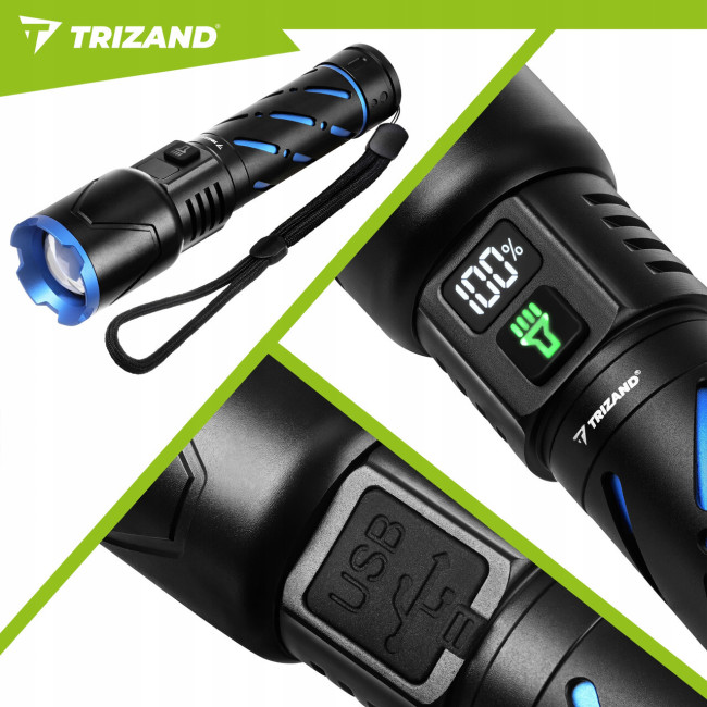 Тактичний фонарь Trizand 26950 800 лм, USB-C, zoom, 5000 мАч