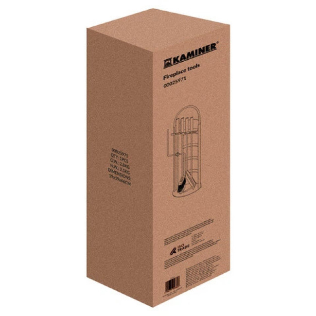 Каминный набор в стиле лофт Kaminer 5 предметов 60 х 18 см Черный (25971)