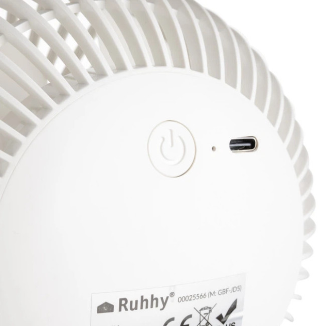 Акумуляторний настільний вентилятор з затискачем Ruhhy 3в1 1200 мАч 18 x 16 x 13 см Білий (25566)