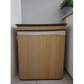 Бамбукова корзина для білизни Ruhhy 24269 на 100 л з двома відділеннями