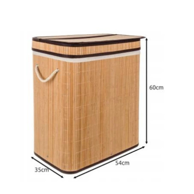 Бамбукова корзина для білизни Ruhhy 24269 на 100 л з двома відділеннями