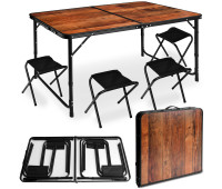 Стіл туристичний розкладний зі стільцями Hanert WoodLine 120×60