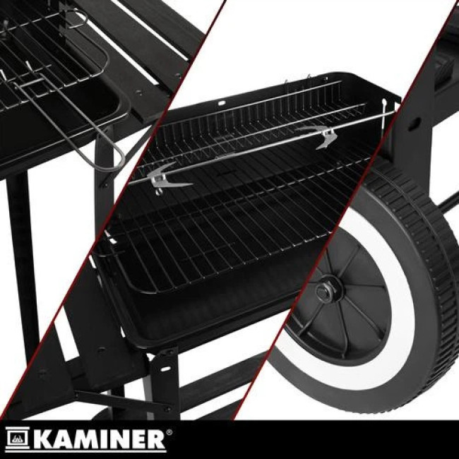 Садовий вугільний гриль з вертелом Kaminer 27320/n
