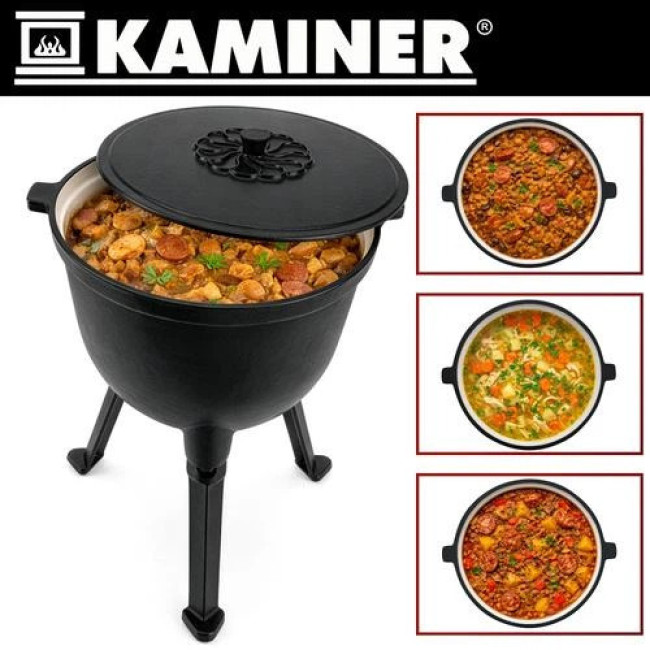 Котел чавунний емальований 10л з кришкою Kaminer 27376