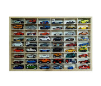 Дерев'яна полиця-органайзер Kruzzel для іграшкових машинок Hot Wheels, фігурок і колекцій на 54 ячейки 60 x 40 см (21998)