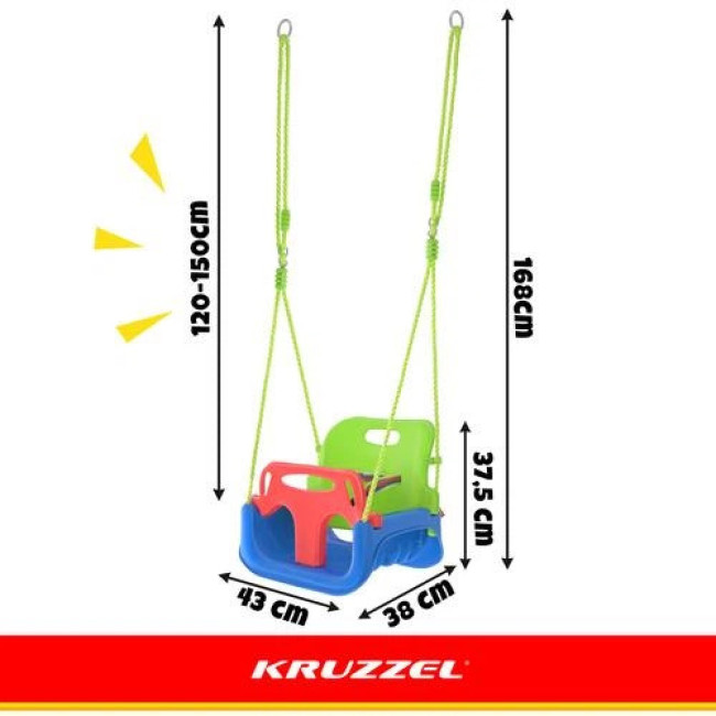 Дитяча гойдалка 3в1 зелено-блакитна Kruzzel 27358/n