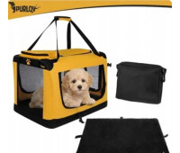 Переноска для тварин з металевим каркасом, м'яким килимком і кишенями складна Purlov
