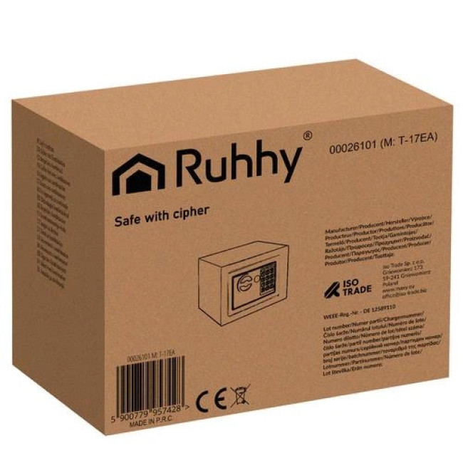 Сейф з електронним замком кодом та ключем для дому, офісу Ruhhy 26101