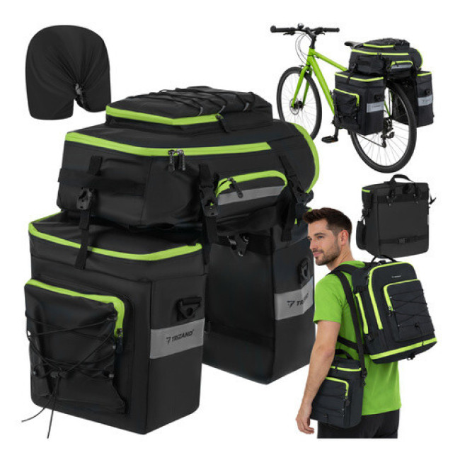 Сумка велосипедна Trizand 27339, 65L, водонепроникна, 3 в 1, багажник, рюкзак