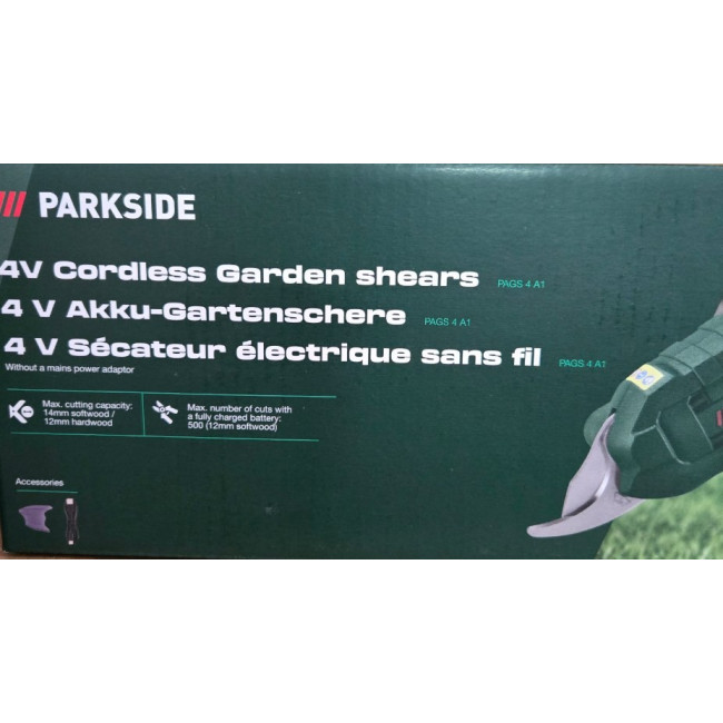 Акумуляторний садовий секатор для обрізки гілок Parkside 4 В, 4 Ач, USB-C (PAGS 4 A1)