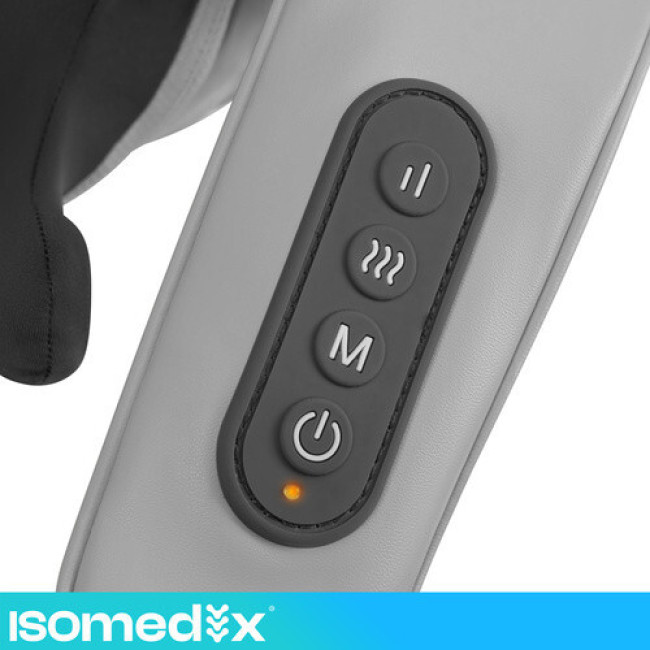 Масажер для шиї Shiatsu бездротовий з підігрівом, 22.2W, USB-C, авто-вимкнення, чорний. Isomedix 27467