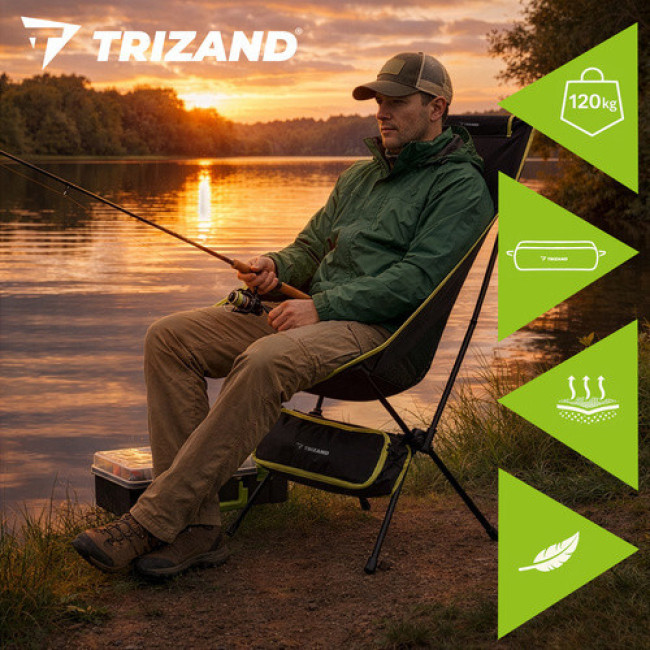Складне риболовне крісло легке, чорне Trizand 27778/n