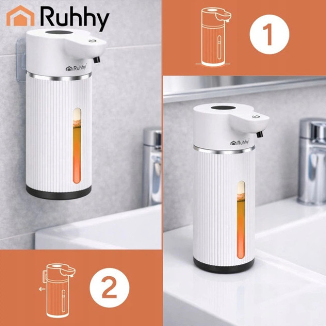 Безконтактний автоматичний дозатор мила Ruhhy 420 мл сенсорне управління, акумулятор 1200 mAh, USB-C, LED-дисплей
