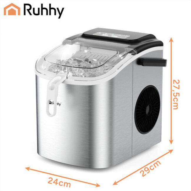 Льдогенератор Ruhhy 27709, 1.2L, 12 кг/24 ч, серебристый, с ложкой