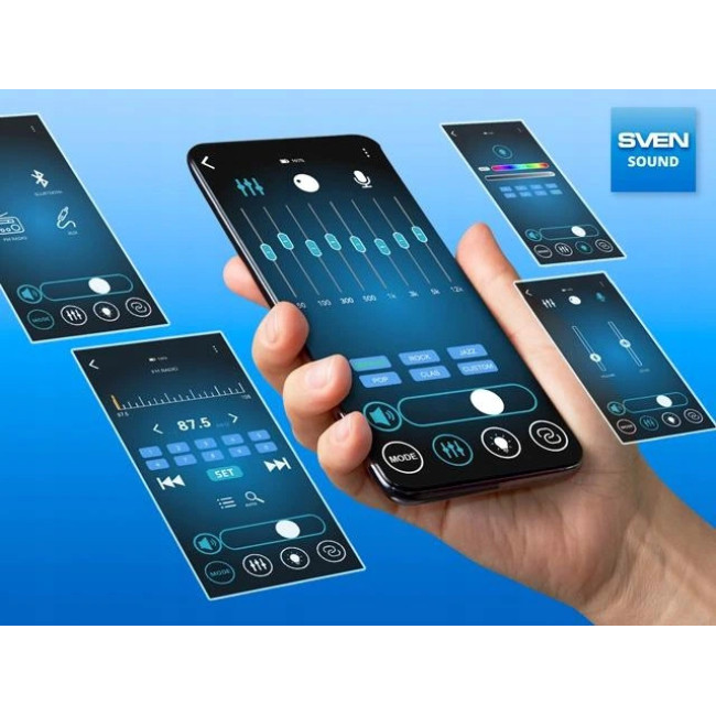 Акустична система SVEN PS-850 Black (100Вт, TWS, bluetooth, NFC, підсвітка, караоке, FM) + мікрофон