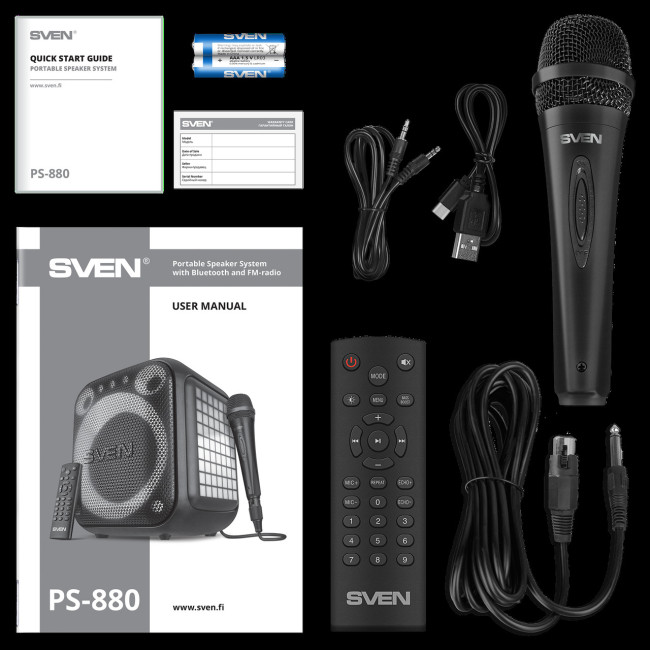 Акустическая система, аудиоколонка Sven PS-880 110Вт RGB Bluetooth и микрофон