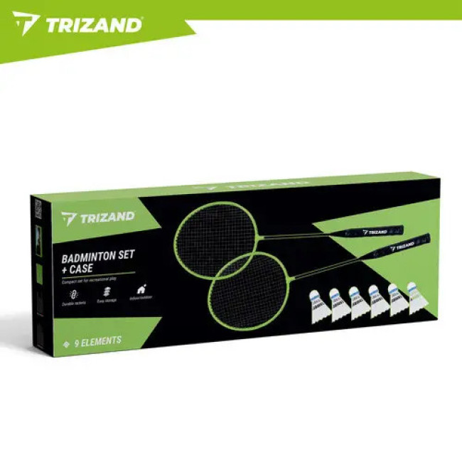 Набір для бадмінтону Trizand 9 в 1 - 2 ракетки, 6 воланів, чохол (27680)