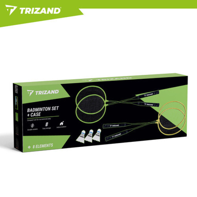 Набор для бадминтона Trizand 27681, 8 предметов, 4 ракетки, 3 волана, чехол