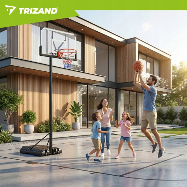 Баскетбольная стойка с корзиной и мячом Trizand XL регулировка высоты 135 305 см, мобильное основание (27365)
