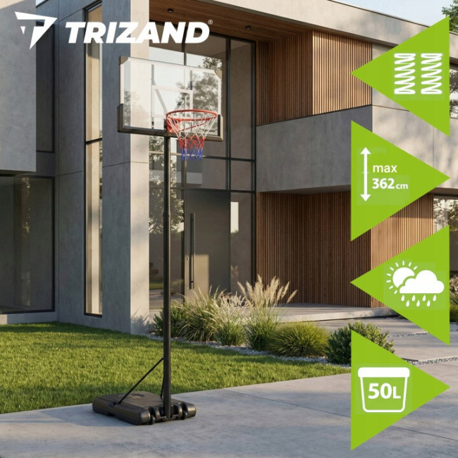 Баскетбольная стойка с корзиной и мячом Trizand XL регулировка высоты 135 305 см, мобильное основание (27365)