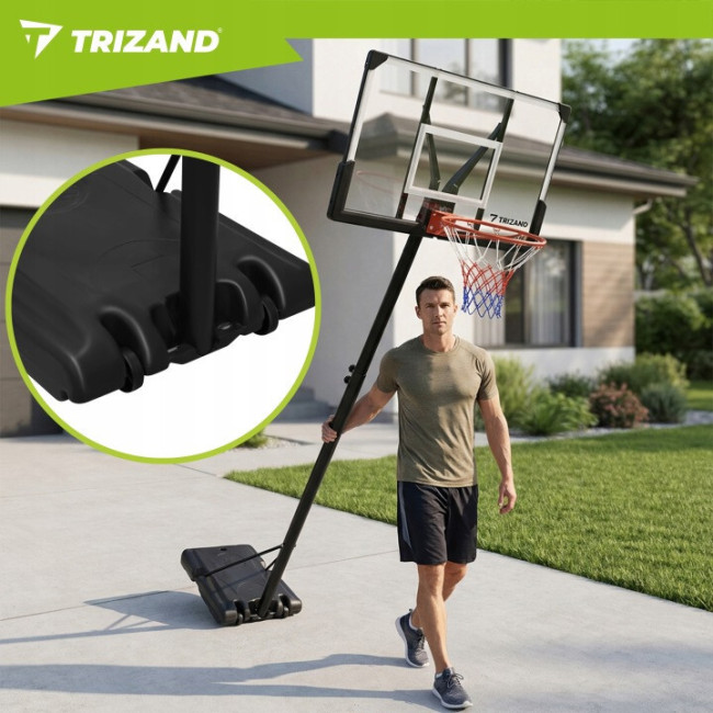 Баскетбольная стойка с корзиной и мячом Trizand XL регулировка высоты 135 305 см, мобильное основание (27365)