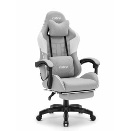 Игровое кресло Cabro C501 серо-белое ткань