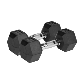 Гумовані чавунні гантелі HEX Rebel 2×6 кг з нековзним покриттям