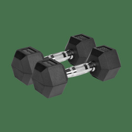 Гантелі Rebel RBA-2325-08 HEX 2x8 кг чавунні з гумовим покриттям для силових тренувань