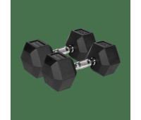 Гантелі Rebel RBA-2325-15 HEX 2x15 кг з гумовим покриттям, чавунні для силових тренувань