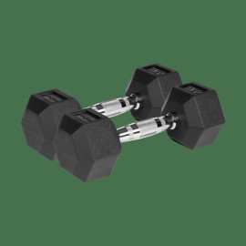 Гантелі Rebel RBA-2325-05 HEX 2x5 кг з чавуну з гумовим покриттям для силових тренувань