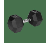 Гантель Rebel RBA-2325-22.5 Active HEX 22,5 кг з чавуну з гумовим покриттям для силових тренувань