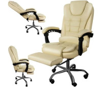 Крісло офісне Malatec 23287 з підніжкою, кремове