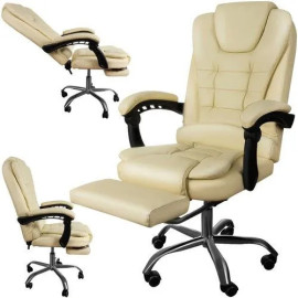 Крісло офісне Malatec 23287 з підніжкою, кремове