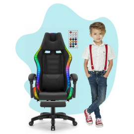 Геймерське крісло Hell's Chair HC-1039 2.0 LED RGB Black тканина для дітей