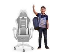 Геймерське крісло Hell's Chair HC-1039 2.0 Grey White дитяче тканина
