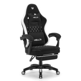 Геймерське крісло Hell's Chair HC-1015 Black White тканина