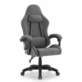 Геймерське крісло Hell's Chair HC-1008 Grey Black 2.0 тканина/сітка