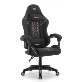 Геймерське крісло Hell's Chair HC-1008 Black Pink 2.0 тканина/сітка
