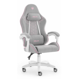 Геймерське крісло Hell's Chair HC-1008 Grey Pink 2.0 тканина/сітка