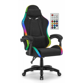 Геймерське крісло Hell's Chair HC-1012 Black LED RGB тканина