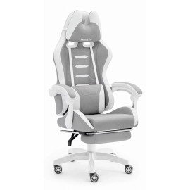 Геймерське крісло Hell's Chair HC-1039 2.0 Grey White тканина