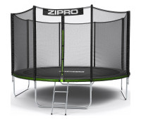 Батут Zipro Jump Pro з зовнішньою сіткою 12 футів 374 см чорно-зелений