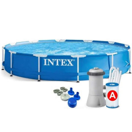 Каркасний Басейн Metal Frame Pool Intex 28212 366 x 76 см + Фільтр Насос - Якісний Відпочинок у Вашому Саду
